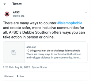Image of Tweet from AFSC
