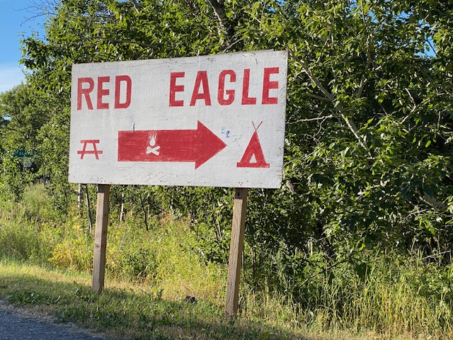 Sign pointing to Red Eagle Campground