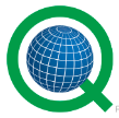 World Quaker Logo - The letter Q with a image within of the world