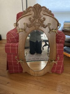 Mirror, Decorative, Oak Framed, 39” tall x 21” wide"